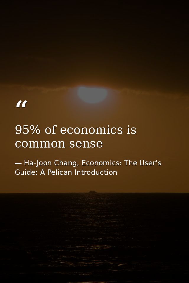 95% of economics is common sense — Ha-Joon Chang, Economics: The User's Guide: A Pelican Introduction