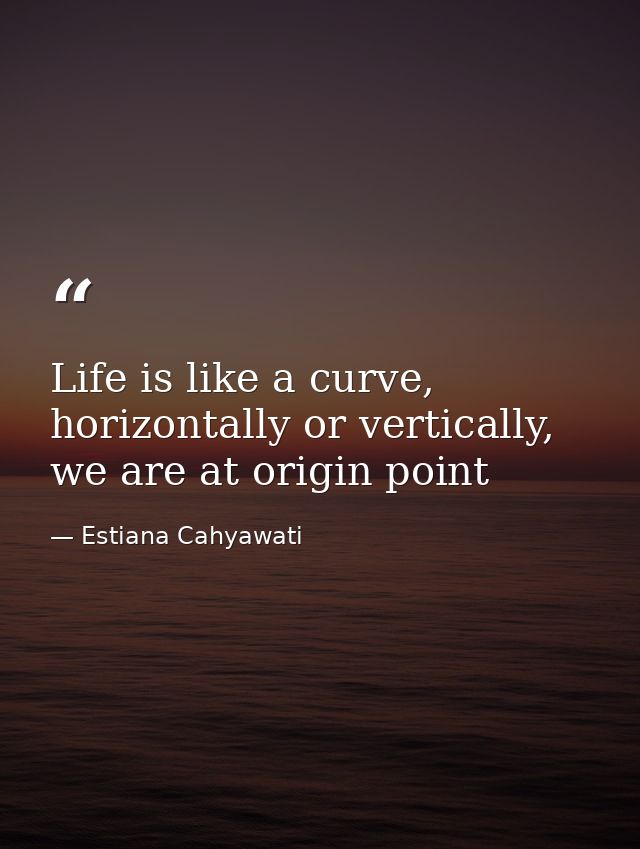 Life is like a curve, horizontally or vertically, we are at origin point — Estiana Cahyawati