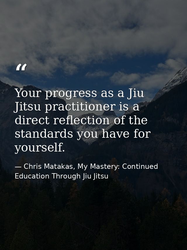Your progress as a Jiu Jitsu practitioner is a direct reflection of the standards you have for yourself. — Chris Matakas, My Mastery: Continued Education Through Jiu Jitsu