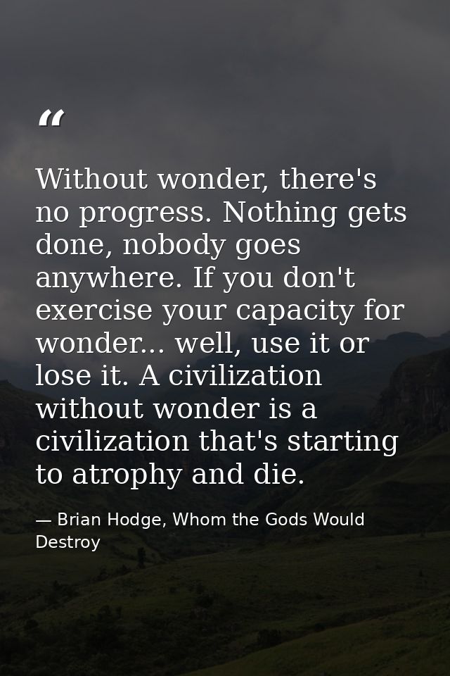 Without wonder, there's no progress. Nothing gets done, nobody goes anywhere. If you don't exercise your capacity for wo — Brian Hodge, Whom the Gods Would Destroy