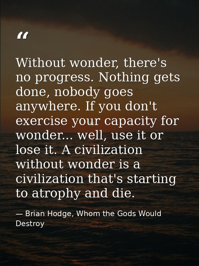 Without wonder, there's no progress. Nothing gets done, nobody goes anywhere. If you don't exercise your capacity for wo — Brian Hodge, Whom the Gods Would Destroy