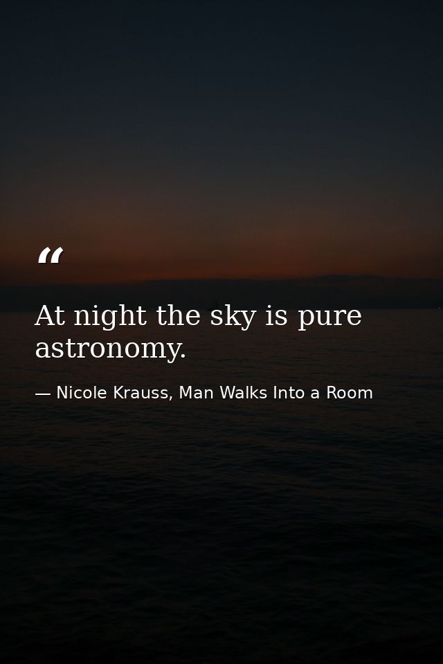 At night the sky is pure astronomy. — Nicole Krauss, Man Walks Into a Room