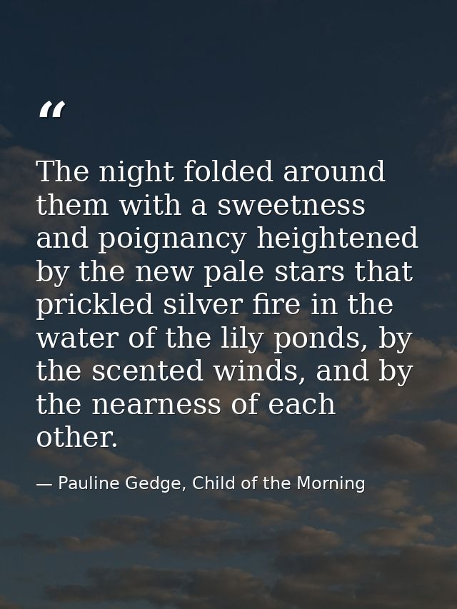 The night folded around them with a sweetness and poignancy heightened by the new pale stars that prickled silver fire i — Pauline Gedge, Child of the Morning