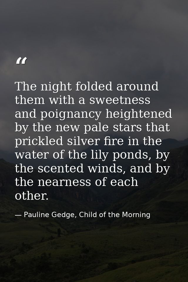The night folded around them with a sweetness and poignancy heightened by the new pale stars that prickled silver fire i — Pauline Gedge, Child of the Morning