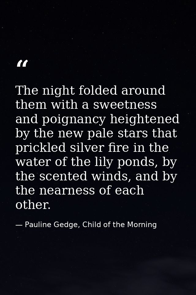 The night folded around them with a sweetness and poignancy heightened by the new pale stars that prickled silver fire i — Pauline Gedge, Child of the Morning
