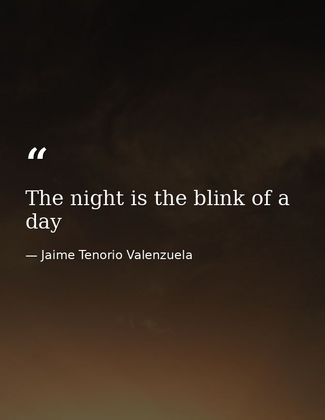 The night is the blink of a day — Jaime Tenorio Valenzuela