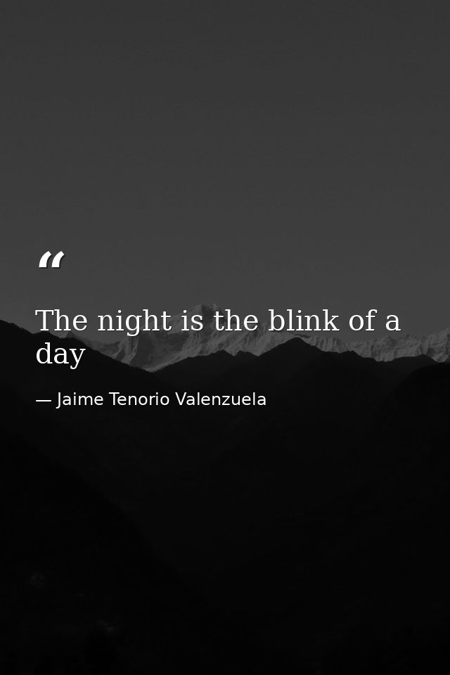 The night is the blink of a day — Jaime Tenorio Valenzuela