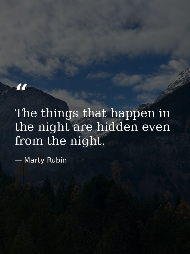 The things that happen in the night are hidden even from the night. — Marty Rubin