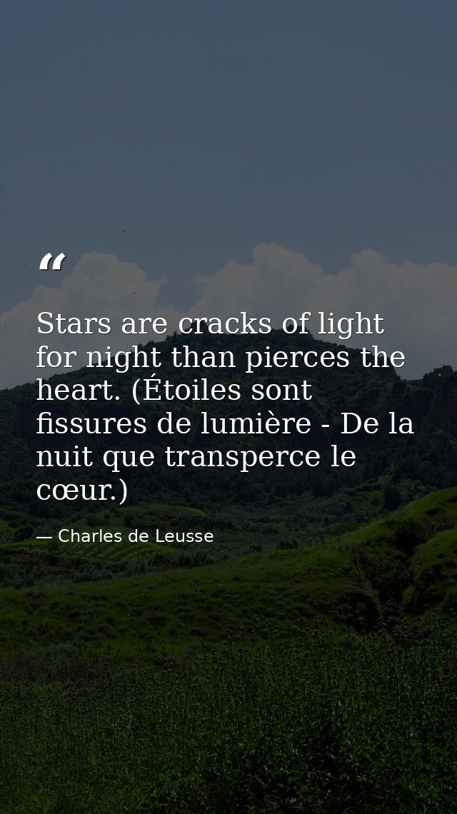 Stars are cracks of light for night than pierces the heart. (Étoiles sont fissures de lumière - De la nuit que transperc — Charles de Leusse