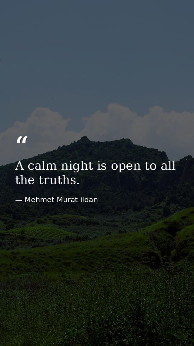 A calm night is open to all the truths. — Mehmet Murat ildan