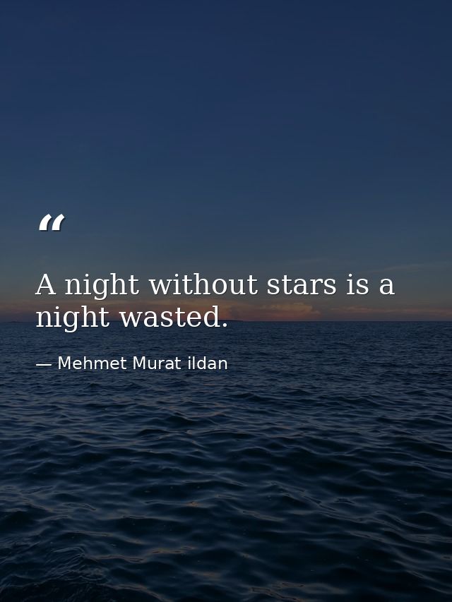 A night without stars is a night wasted. — Mehmet Murat ildan