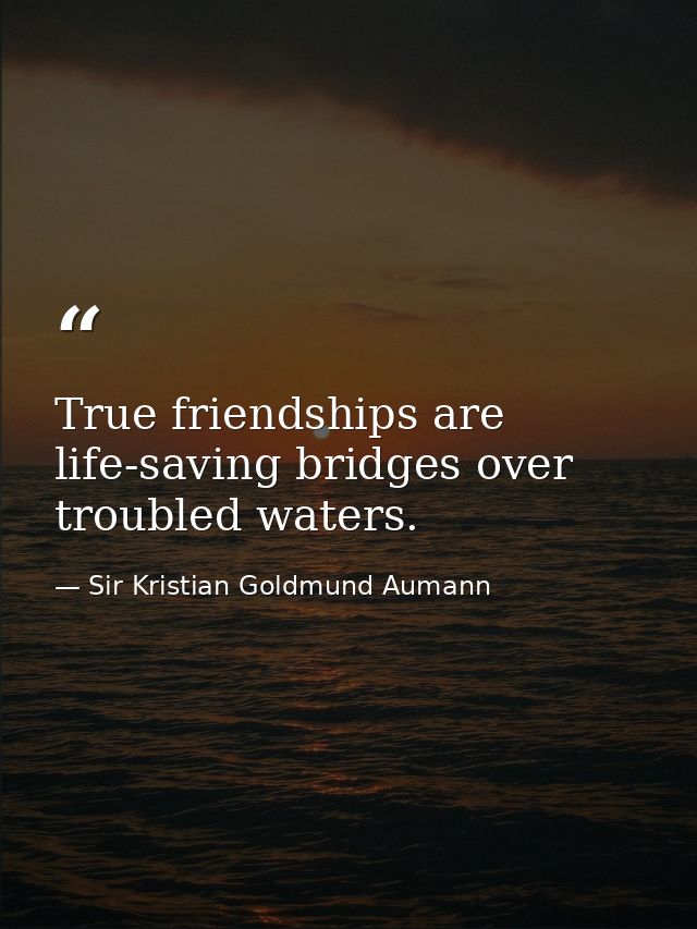 True friendships are life-saving bridges over troubled waters. — Sir Kristian Goldmund Aumann