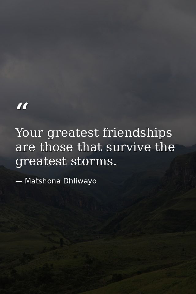 Your greatest friendships are those that survive the greatest storms. — Matshona Dhliwayo