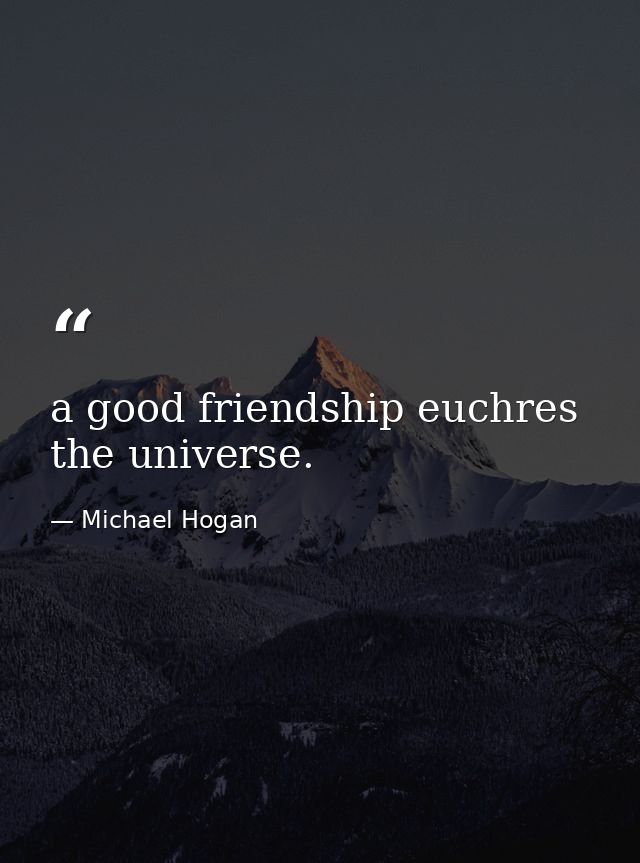 a good friendship euchres the universe. — Michael Hogan