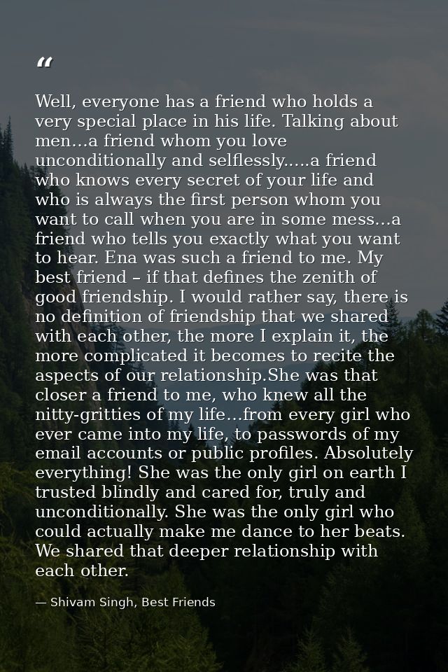 Well, everyone has a friend who holds a very special place in his life. Talking about men…a friend whom you love uncondi — Shivam Singh, Best Friends