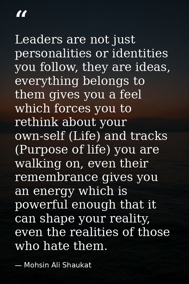 Leaders are not just personalities or identities you follow, they are ideas, everything belongs to them gives you a feel — Mohsin Ali Shaukat