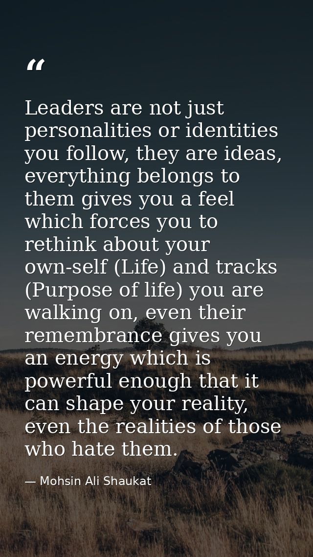 Leaders are not just personalities or identities you follow, they are ideas, everything belongs to them gives you a feel — Mohsin Ali Shaukat
