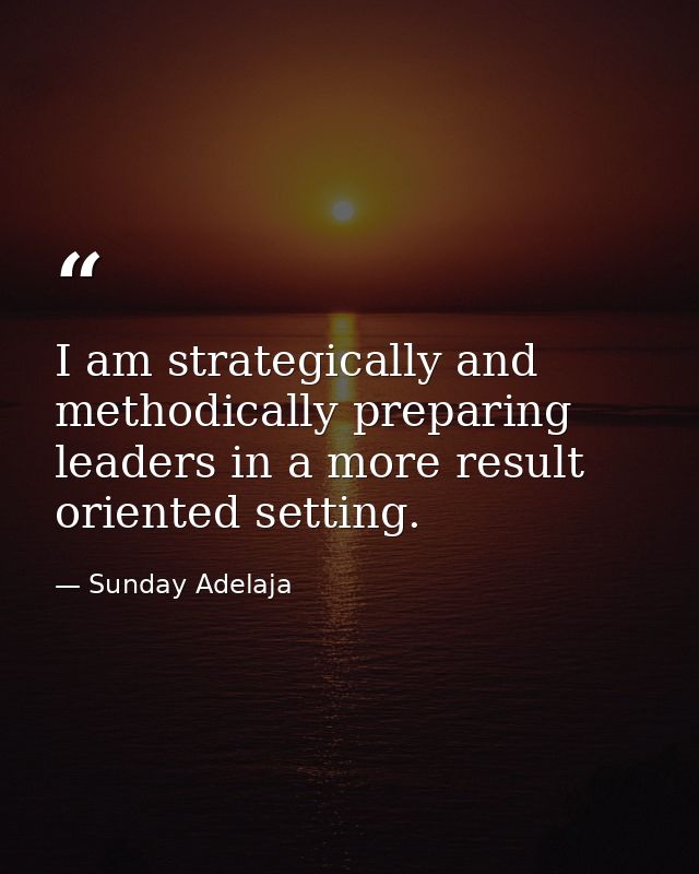 I am strategically and methodically preparing leaders in a more result oriented setting. — Sunday Adelaja