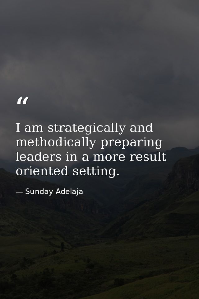 I am strategically and methodically preparing leaders in a more result oriented setting. — Sunday Adelaja