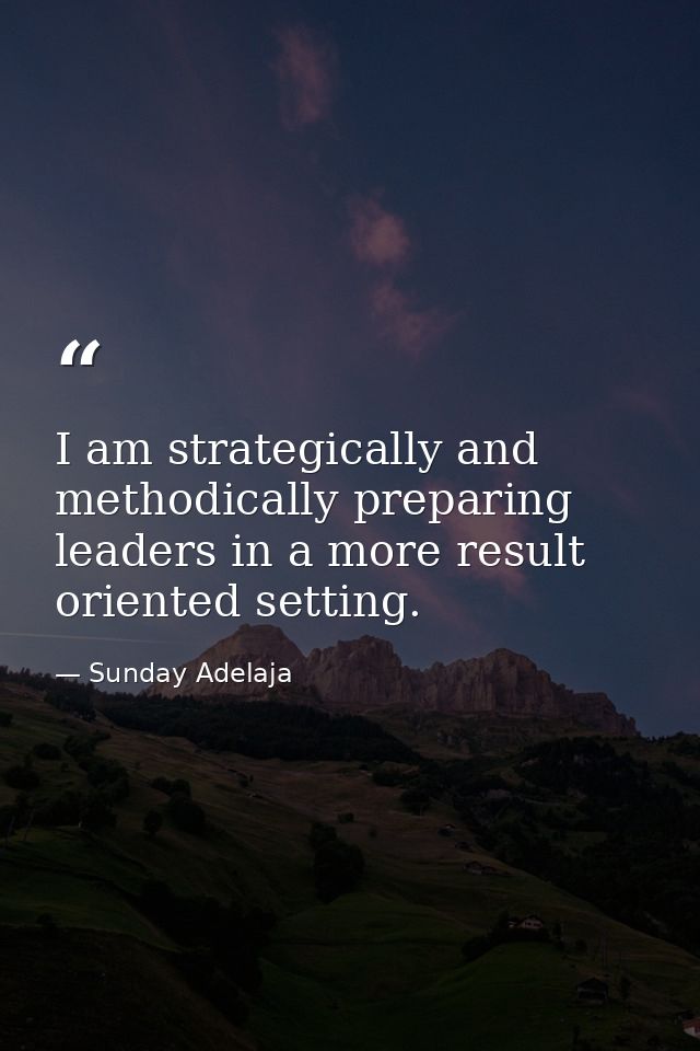 I am strategically and methodically preparing leaders in a more result oriented setting. — Sunday Adelaja