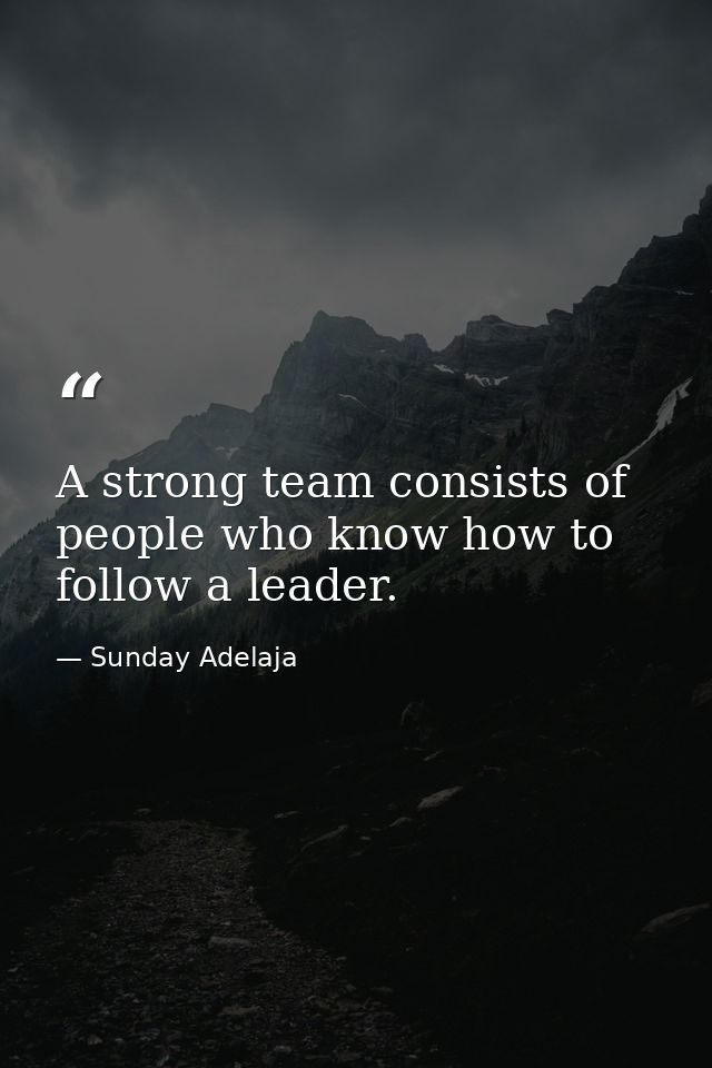 A strong team consists of people who know how to follow a leader. — Sunday Adelaja