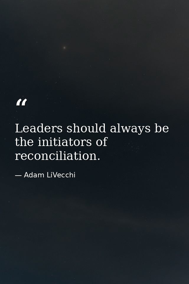 Leaders should always be the initiators of reconciliation. — Adam LiVecchi