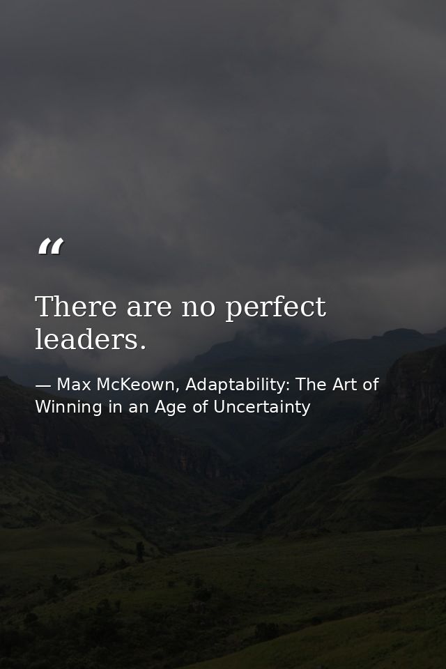 There are no perfect leaders. — Max McKeown, Adaptability: The Art of Winning in an Age of Uncertainty