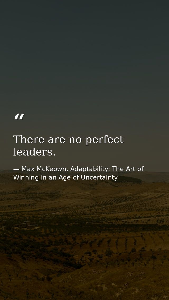 There are no perfect leaders. — Max McKeown, Adaptability: The Art of Winning in an Age of Uncertainty