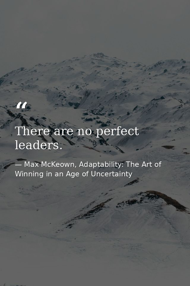 There are no perfect leaders. — Max McKeown, Adaptability: The Art of Winning in an Age of Uncertainty