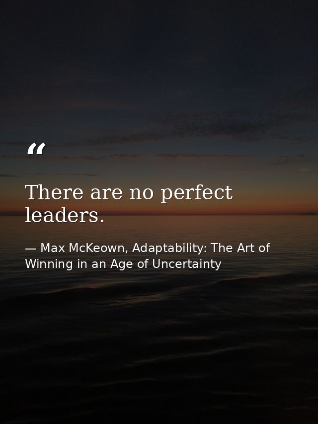 There are no perfect leaders. — Max McKeown, Adaptability: The Art of Winning in an Age of Uncertainty