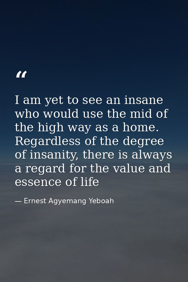 I am yet to see an insane who would use the mid of the high way as a home. Regardless of the degree of insanity, there i — Ernest Agyemang Yeboah