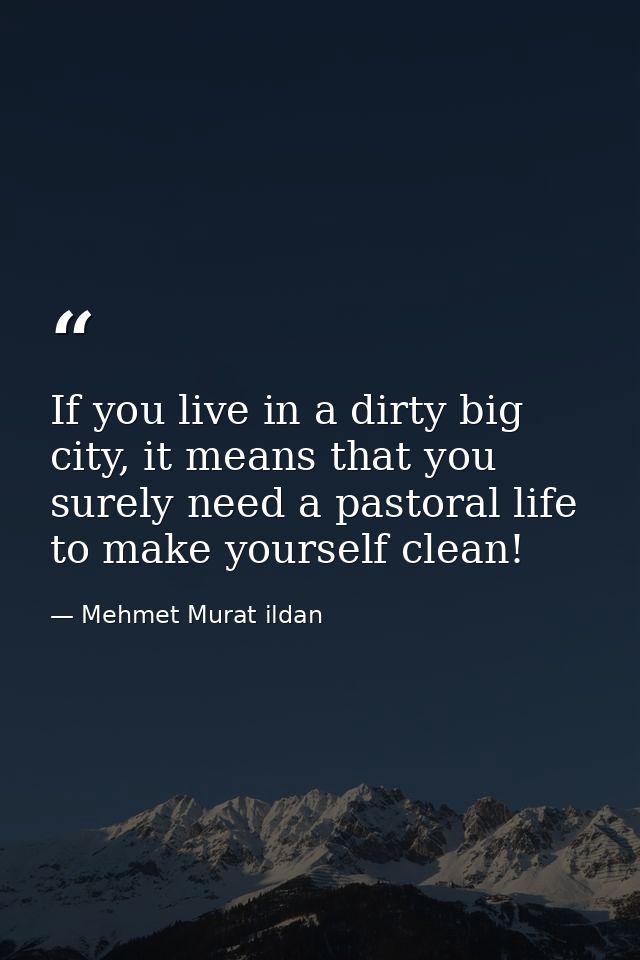 If you live in a dirty big city, it means that you surely need a pastoral life to make yourself clean! — Mehmet Murat ildan
