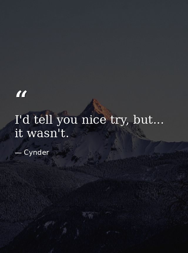 I'd tell﻿ you nice try, but... it wasn't. — Cynder