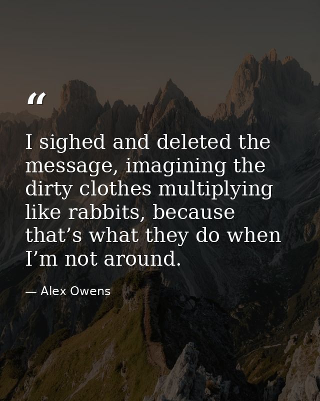 I sighed and deleted the message, imagining the dirty clothes multiplying like rabbits, because that’s what they do when — Alex Owens