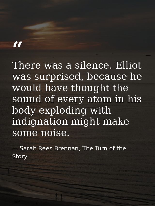 There was a silence. Elliot was surprised, because he would have thought the sound of every atom in his body exploding w — Sarah Rees Brennan, The Turn of the Story