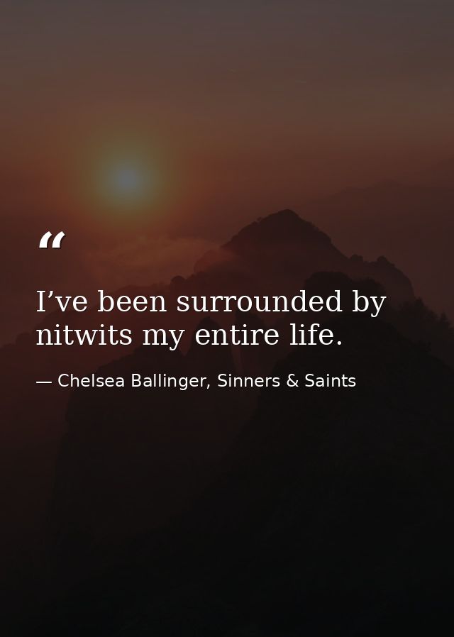 I’ve been surrounded by nitwits my entire life. — Chelsea Ballinger, Sinners & Saints