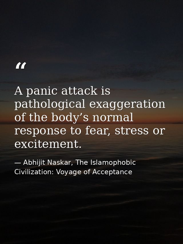 A panic attack is pathological exaggeration of the body’s normal response to fear, stress or excitement. — Abhijit Naskar, The Islamophobic Civilization: Voyage of Acceptance
