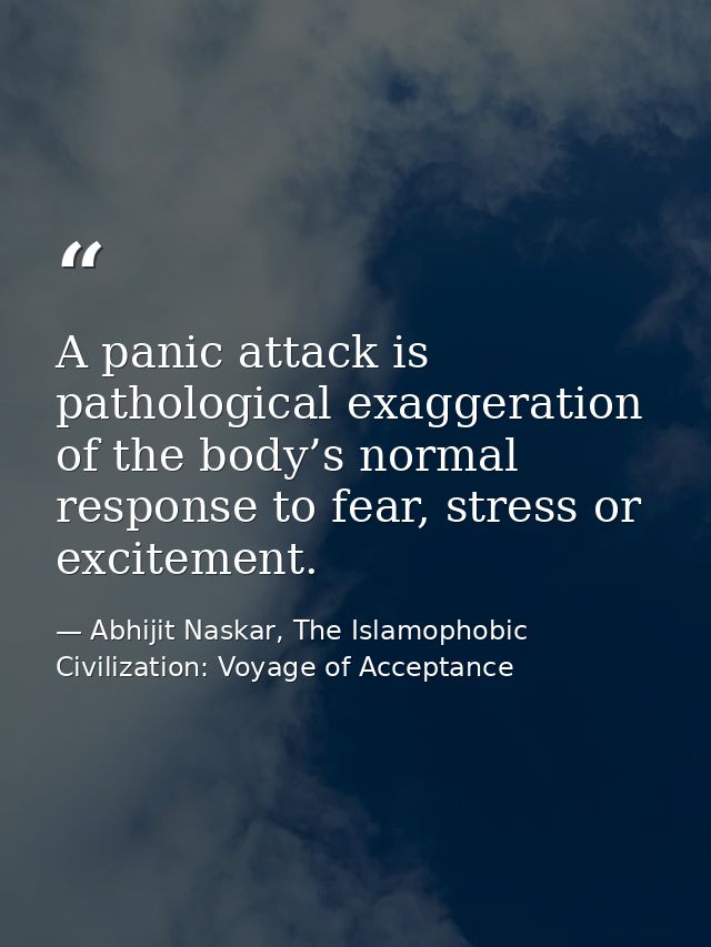 A panic attack is pathological exaggeration of the body’s normal response to fear, stress or excitement. — Abhijit Naskar, The Islamophobic Civilization: Voyage of Acceptance