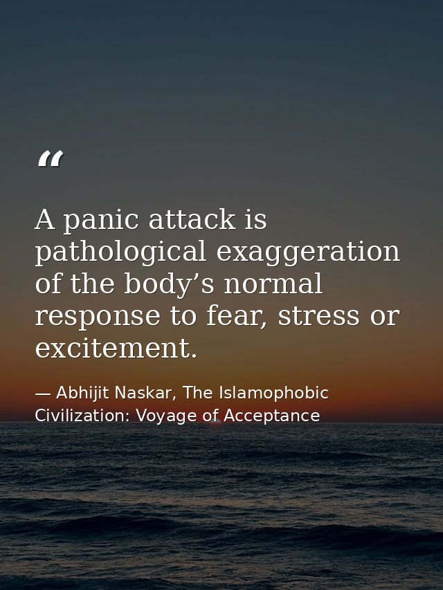A panic attack is pathological exaggeration of the body’s normal response to fear, stress or excitement. — Abhijit Naskar, The Islamophobic Civilization: Voyage of Acceptance