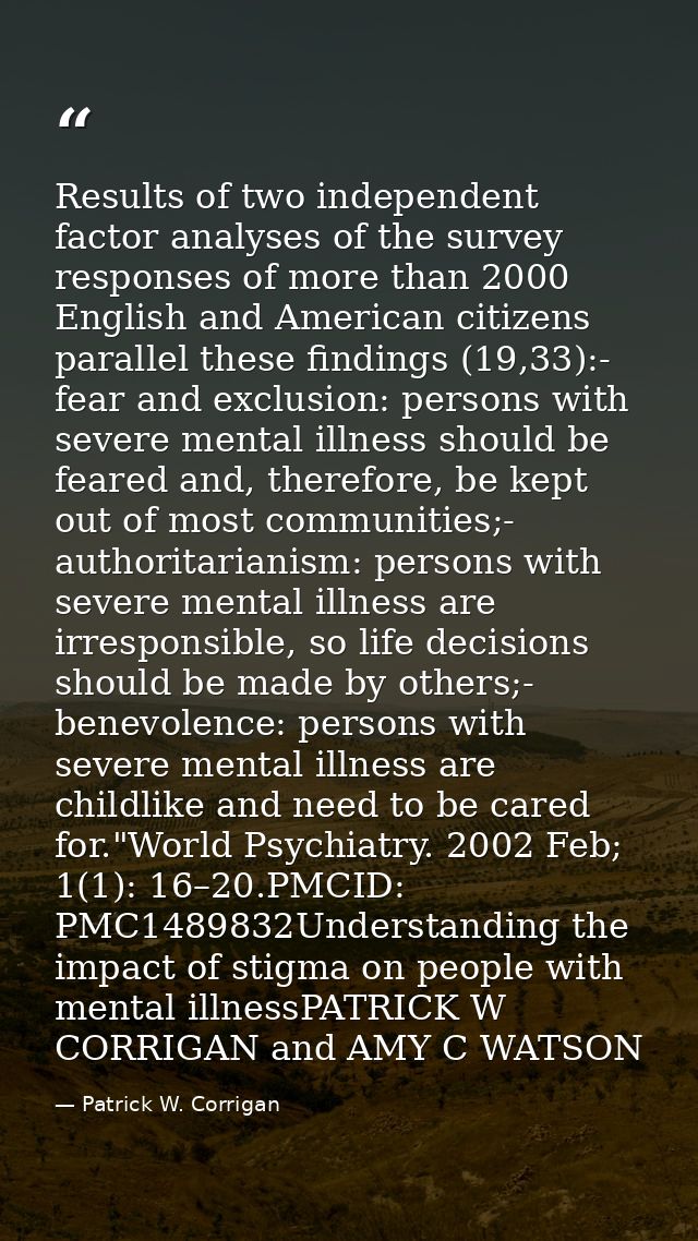 Results of two independent factor analyses of the survey responses of more than 2000 English and American citizens paral — Patrick W. Corrigan