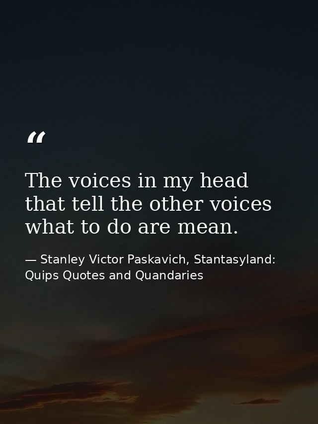 The voices in my head that tell the other voices what to do are mean. — Stanley Victor Paskavich, Stantasyland: Quips Quotes and Quandaries