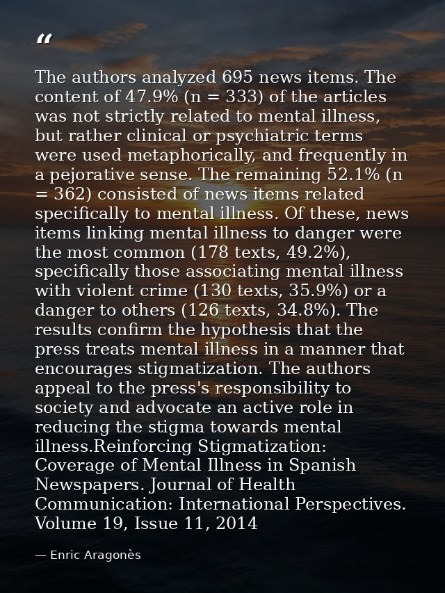 The authors analyzed 695 news items. The content of 47.9% (n = 333) of the articles was not strictly related to mental i — Enric Aragonès