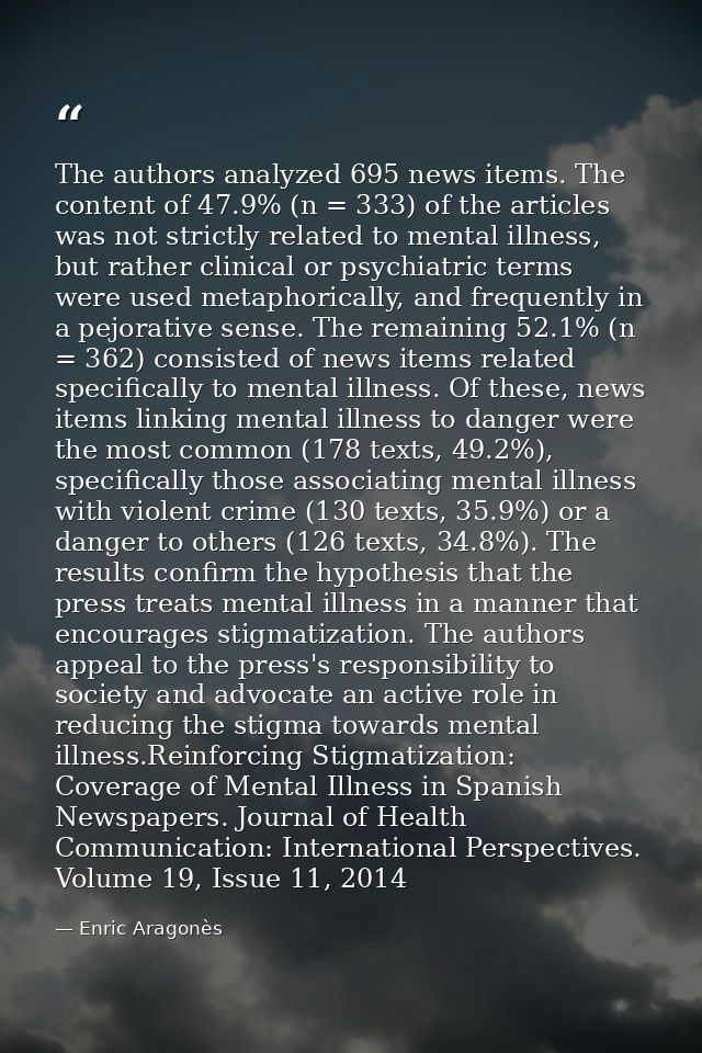 The authors analyzed 695 news items. The content of 47.9% (n = 333) of the articles was not strictly related to mental i — Enric Aragonès