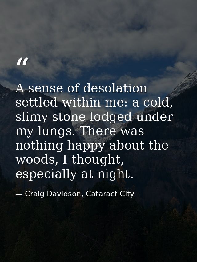 A sense of desolation settled within me: a cold, slimy stone lodged under my lungs. There was nothing happy about the wo — Craig Davidson, Cataract City