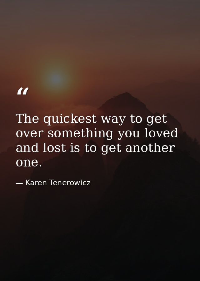 The quickest way to get over something you loved and lost is to get another one. — Karen Tenerowicz