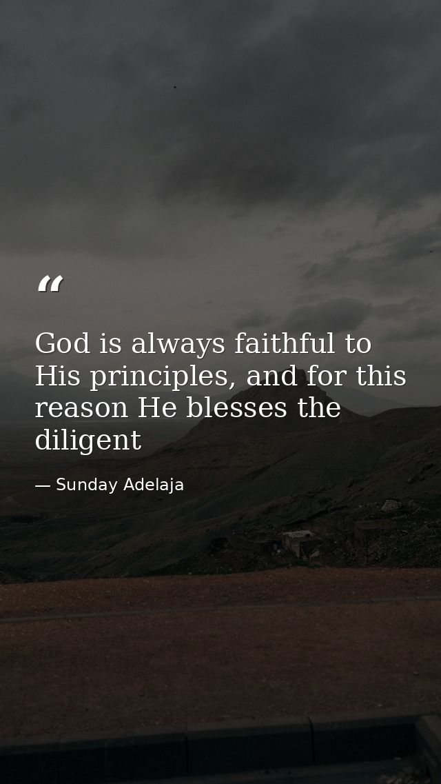 God is always faithful to His principles, and for this reason He blesses the diligent — Sunday Adelaja