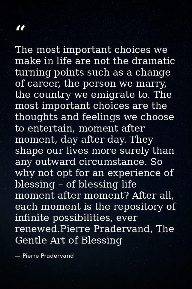 The most important choices we make in life are not the dramatic turning points such as a change of career, the person we — Pierre Pradervand
