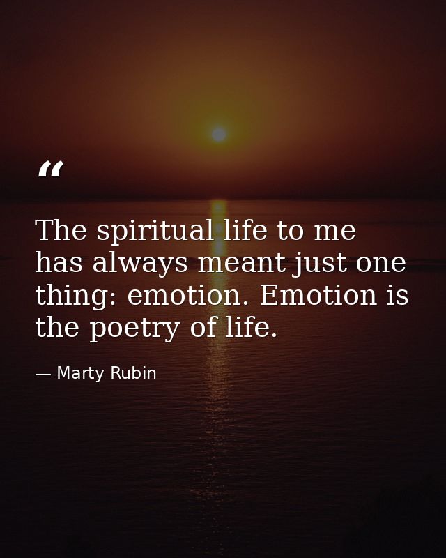 The spiritual life to me has always meant just one thing: emotion. Emotion is the poetry of life. — Marty Rubin