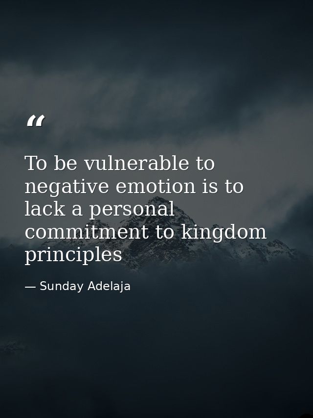 To be vulnerable to negative emotion is to lack a personal commitment to kingdom principles — Sunday Adelaja