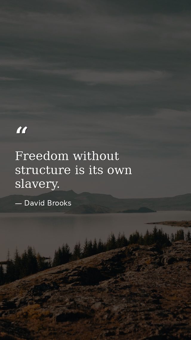 Freedom without structure is its own slavery. — David Brooks